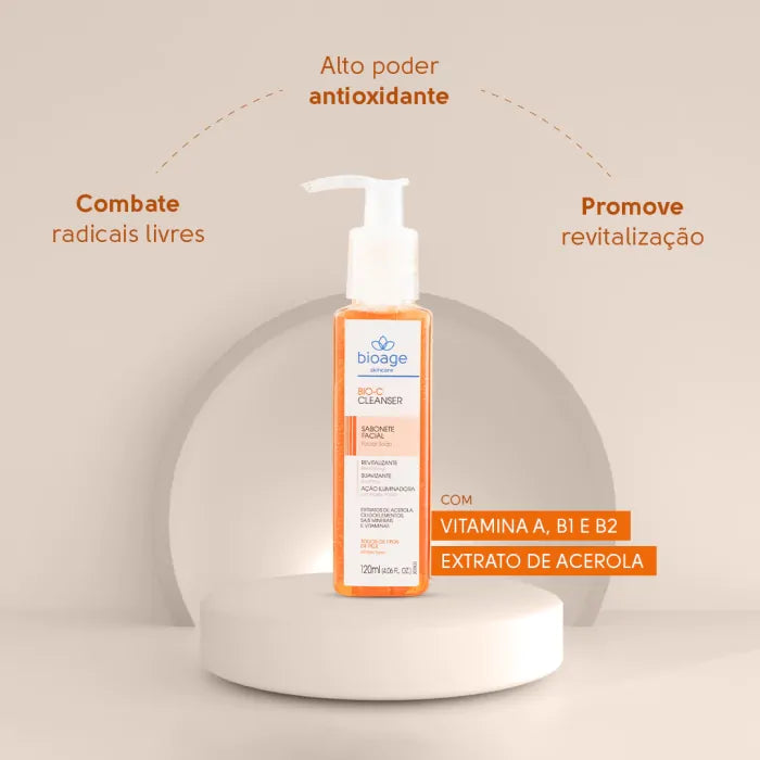 Sabonete facial Bio C Cleanser Bioage para limpeza e revitalização da pele