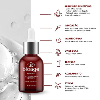 Sérum lifting facial Bio PDRN e GABA Intensive Bioage 30ml