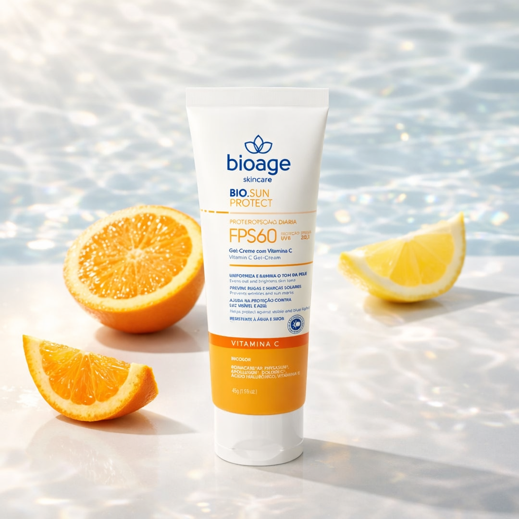 Bio Sun Protect FPS60 Bioage protetor solar facial antioxidante com vitamina C