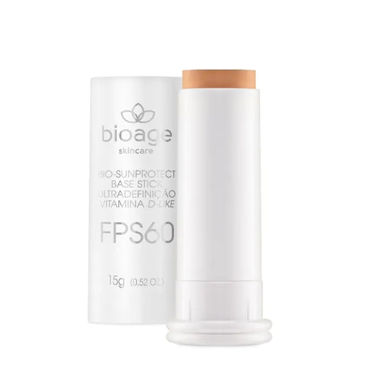 Protetor solar facial Bio Sunprotect Base Stick FPS60 Bioage com cor e alta proteção solar