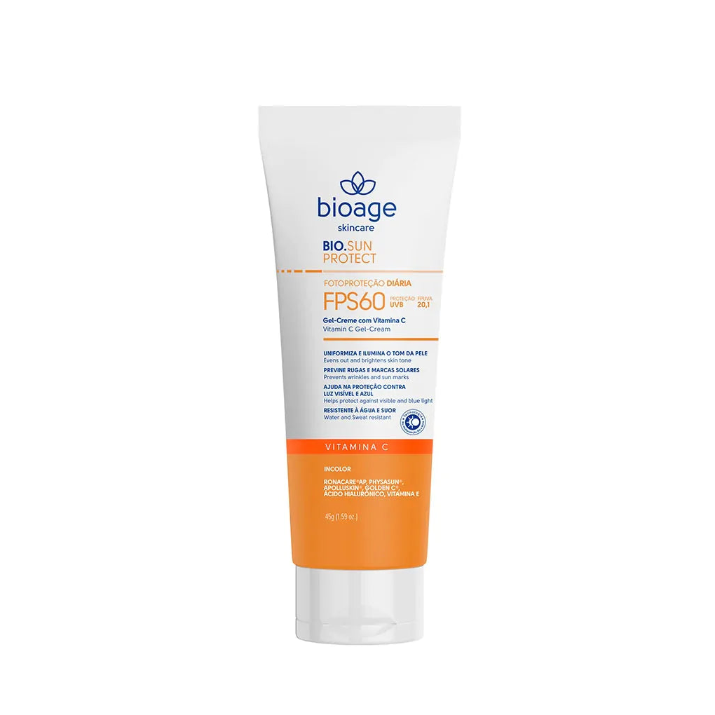 Protetor solar facial Bio Sun Protect FPS60 Bioage com vitamina C para alta proteção contra raios UVA e UVB