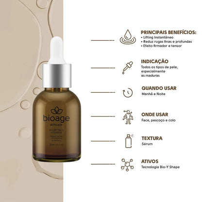 Sérum facial Bio-Retinol Intensive Bioage com retinol e benefícios antirrugas para rejuvenescimento da pele.