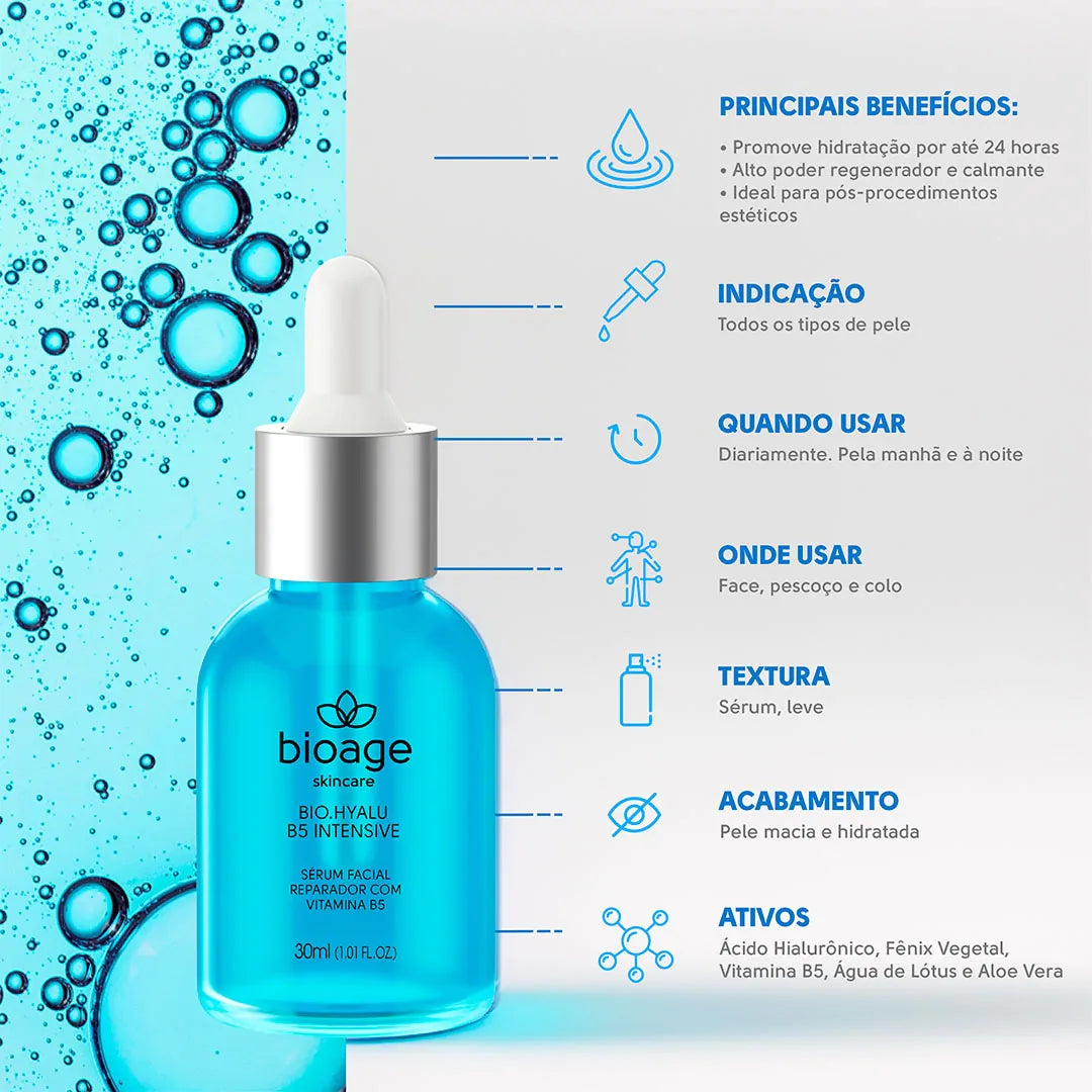 Bio Hyalu B5 Intensive Bioage sérum hidratante facial com vitamina B5 para pele luminosa e hidratada