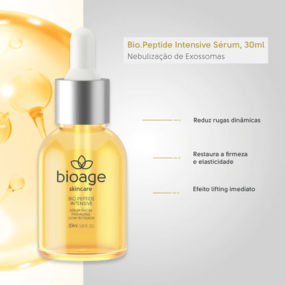 Sérum facial Bioage Bio.Peptide Intensive com peptídeos para firmeza da pele, redução de rugas e efeito lifting.